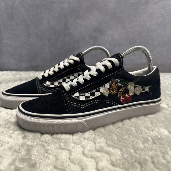 VANS Shoes - VANS Classic Old Skool Checker Floral Black Suede Size 6.5 Men 8 Women